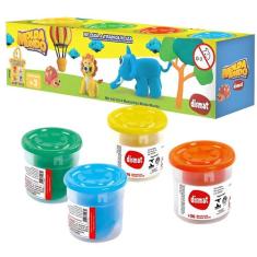 4 Massinhas Infantil Para Modelar Molda Mundo MK442 Dismat 
