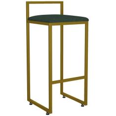 Banqueta Alta Para Cozinha Hanna L02 Dourado Verde Musgo