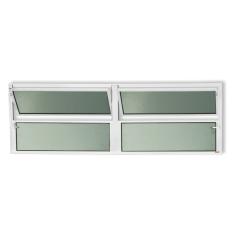 Janela De Aluminio Basculante 2 Seções Plus Vidro Boreal 40cm X 200cm Brimak Branco