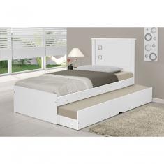 Cama Bibox Solteiro Barcelona Branco / Preto Com Dois Colchões - Tebarrot