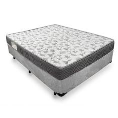 Cama Box Casal Completa Suede com Colchão Espuma D33 138x188cm Cinza SerenePrime