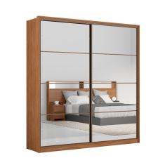 Guarda Roupa Casal 2 Portas Com Espelhos Roma Nogueira Preto