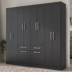 Guarda-roupa Casal 8 Portas 2 Gavetas 2 Basculante - Yescasa Preto