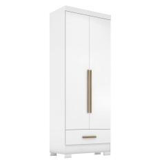 Guarda-roupa 2 Portas 1 Gaveta Smart Plus Espresso Móveis Branco