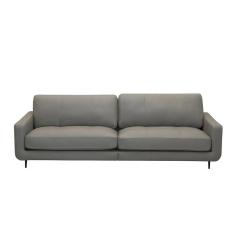 Sofá Decorativo Isaac 3 Lugares Sala De Estar 210cm Pés Em Aço Couro Grafite