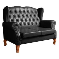 Sofá Imperador Namoradeira Chesterfield Capitonê Couríssimo Preto