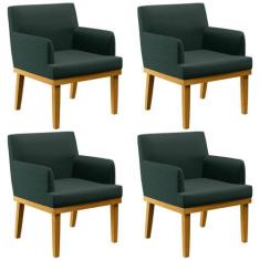 Kit 04 Poltronas Decorativas Para Sala de Estar Beatriz W01 Linho Verd