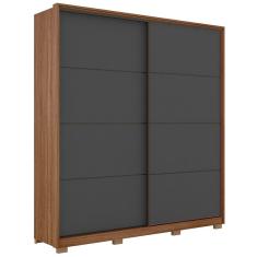 Guarda Roupa Casal Com Pés 2 Portas Belga D02 Amendola/Grafito - Mpozenato