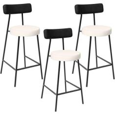 Kit 03 Banquetas Baixa Cozinha Sala Jantar Bancada Milão L02 material 