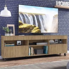 Rack Tv 65 Com Rodízios e 2 Portas Paris Multimóveis Rustic