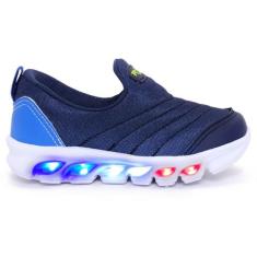 Tênis Sonic Led Infantil Azul Marinho Royal Menino Calce Fácil Leve Co