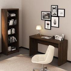 Conjunto Home Office Escrivaninha Me4135 127cm e Estante 4 Prateleiras Me4104 Tecno Mobili Rústico