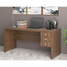 Escrivaninha P/ Escritório Me4113 C/ 3 Gavetas Nogal - Tecno Mobili