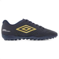 Chuteira Umbro Society Neo Striker Marinho e Dourado - Masculina -