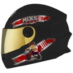 Capacete Fechado Mixs Start Infantil Blocks, PRETO FOSCO, 54