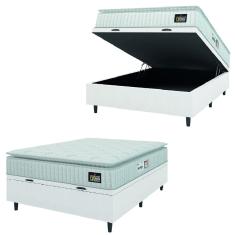 Cama Box Baú Casal Colchão Espuma D33 Pillow Top Van Gogh 138x188x65cm Branco Hellen – Suporta Até 120 Kg Por Pessoa