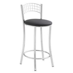 Banqueta Média em Aço para Cozinha com Encosto - Unimóvel