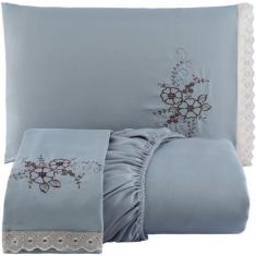 Kit 03 Jogo Lencol Bordado Casal Queen SIze com Lese 3 Pçs - Enxovais 