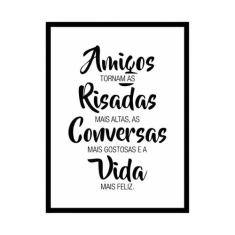 Quadro Com Moldura Frase Amigos Risadas Conversas 30X40Cm - Plimshop