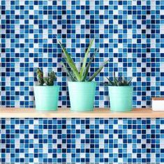 Papel de Parede Auto Adesivo Lavável Pastilha Pa0034 Azul Céu - Final 