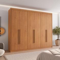 Guarda Roupa Casal 6 Portas com Puxador de Madeiras 8 Gavetas Eloá - C