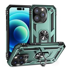 SORAKA Capa para iPhone 14 Pro com anel Capa iPhone 14 Pro Capa traseira de TPU macio com proteção contra impactos e PC rígido com placa de metal para suporte magnético para telefone em carro
