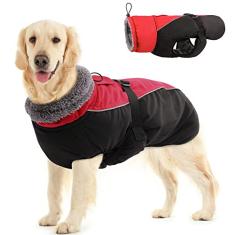 IDOMIK Casaco de inverno para cães, jaqueta refletiva à prova d'água para clima frio, casacos quentes para cães pequenos, médios e grandes, jaqueta de neve de lã para cães de gola alta, colete de