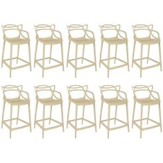 Kit 10 Banquetas Média Allegra 66cm Design Cozinha/bancada - Nude