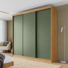 Guarda-roupa Casal 3 Portas de Correr Lisas Samambaia Cabecasa Madeira