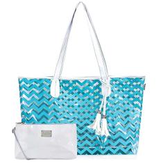 Bolsa de Praia Feminina Verão Com Necessaire Maré Fata Tamanho:Único;Cor:Azul;Gênero:Feminino