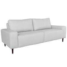 Sofá 02 Lugares Sala de Estar Recepção 200cm Brad Couro Branco - Gran Belo