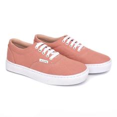 Tenis Casual Feminino Lona Tom Pastel Conforto Estilo e Delicadeza Use Com Tudo Antiderrapante-Feminino