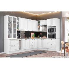 Cozinha Modulada Completa Americana 14 Peças (3 Armários + 4 Balcões + 1 Paneleiro + 6 Complementos) C14P01 Branco - Henn