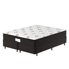 Cama Box Colchão Casal Queen Molas Ensacadas Pillow Top 158x198x66cm Marrom/Branco