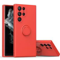 Capa de anel magnético de silicone líquido para Samsung S20 S21 S23 FE Plus Ultra A21 A21s A32 NOTE10PULS A52 NOTE20 Ultra Capa de suporte, vermelha, para NOTE10