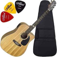 Kit Violão Eletroacústico Folk Giannini Aço Nt Zebra Gf1D Zw