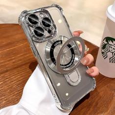 Uioeua Capa para iPhone 13 Pro com suporte de anel magnético, [compatível com MagSafe] Quatro cantos à prova de choque [proteção contra quedas de grau militar] Capa fina de luxo com suporte para