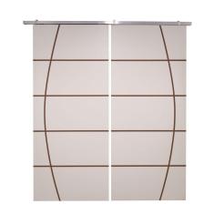 Porta Dupla Branco Prime Frisada Kit Alumínio F01 - 210x160