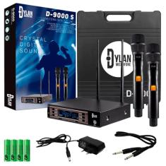 Microfone sem fio duplo profissional Dylan D-9000 POWER UHF 200 canais