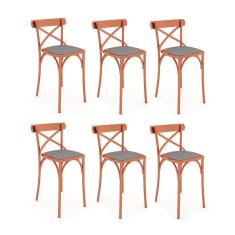 Kit 6 Banquetas Katrina em Aço Cobre