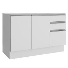 Balcão Gabinete de Pia Armário de Cozinha 120 cm 2 Portas e 3 Gavetas 