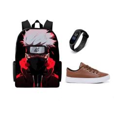 Conjunto Escolar Mochila Mais Tenis Casual E Relogio Digital Lançament