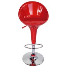 Banqueta bar em abs base aço cromado encosto alto vermelha - Kala