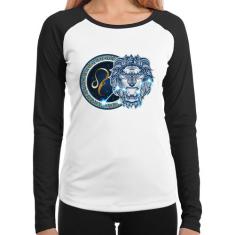 Baby Look Raglan Signo Leão Astrologia Manga Longa - Foca na Moda, Bra