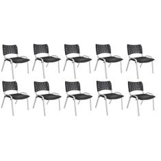 Kit Com 10 Cadeiras Iso Para Escola Escritório Comércio Preta Base Bra