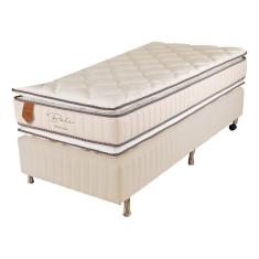 Cama Box Solteiro (Box + Colchão) 78X188X65 Bali Prorelax Molas Ensacadas Pillow Top Duplo - Bege