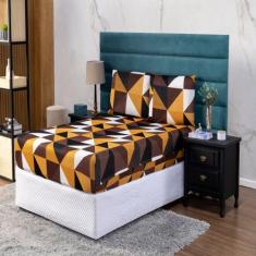 Lençol De Elástico Queen Malha Estampada Resistente Para Dia a Dia Avu