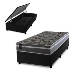 Conjunto Box Baú Miami Cinza 96x203x69 Espuma D33 - King House