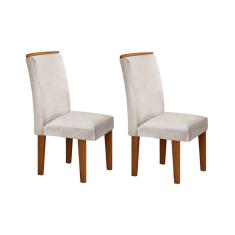 Cadeira Sala de Jantar Lunara Kit 2 Un Imbuia-Capuccino/Suede Creme - Rufato