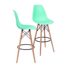 Kit 02 Banquetas Boxbit Dkr Eames Polipropileno Tiffany Base Madeira